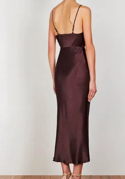 Shona Joy Bias Cowl Midi Dress Chocolate Size 10  - Image 3