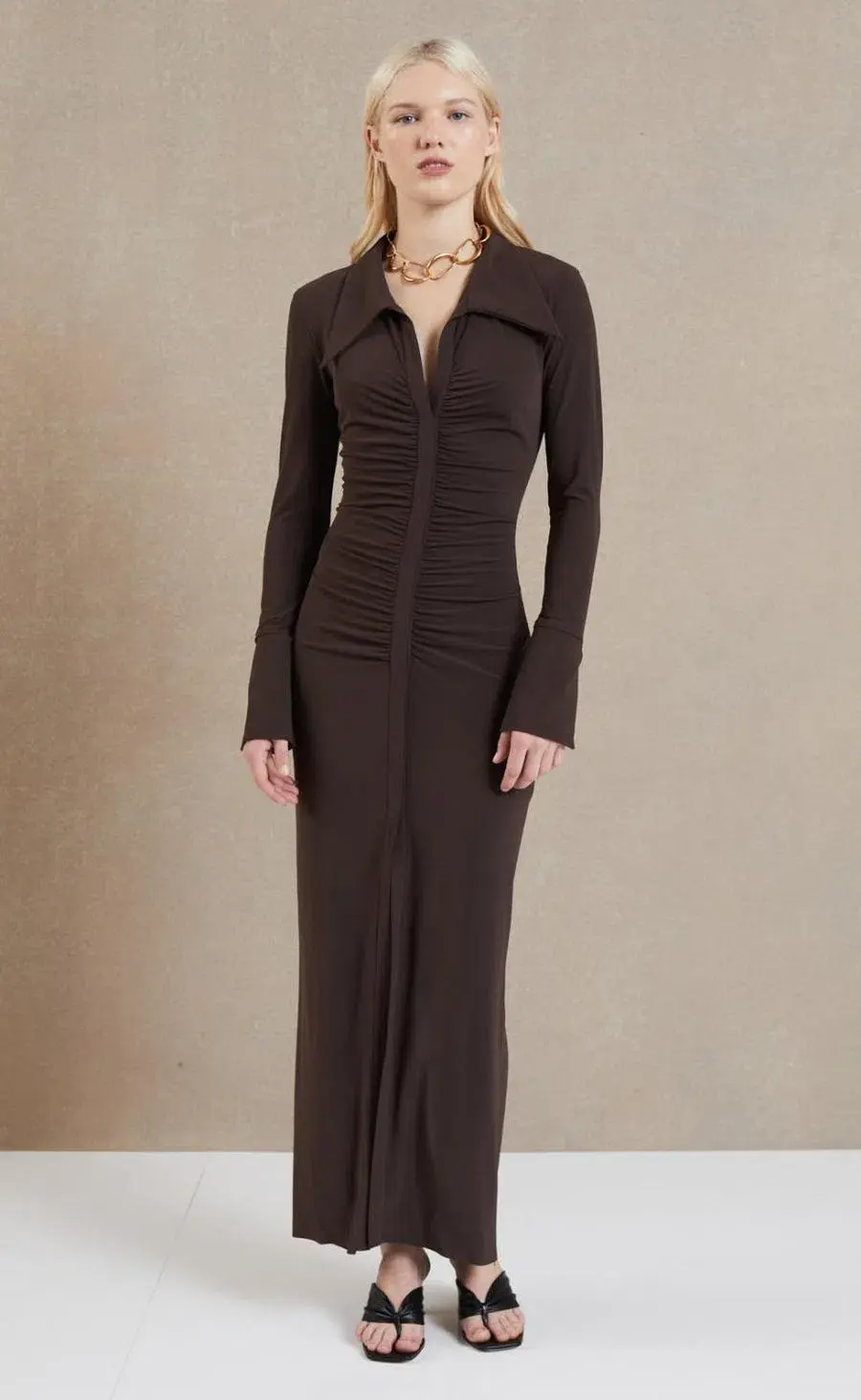 Bec & Bridge Sylvia Long Sleeve Maxi Dress Cognac Size 8  - Image 1