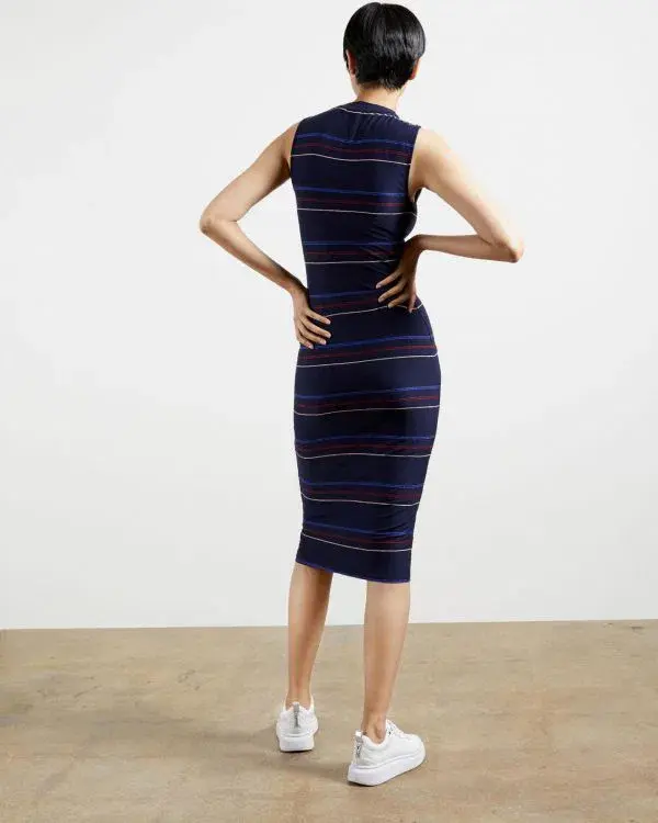 Ted Baker Erlo Striped Sleeveless Midi Dress In Navy In Size 1/Au 8 - Image 3