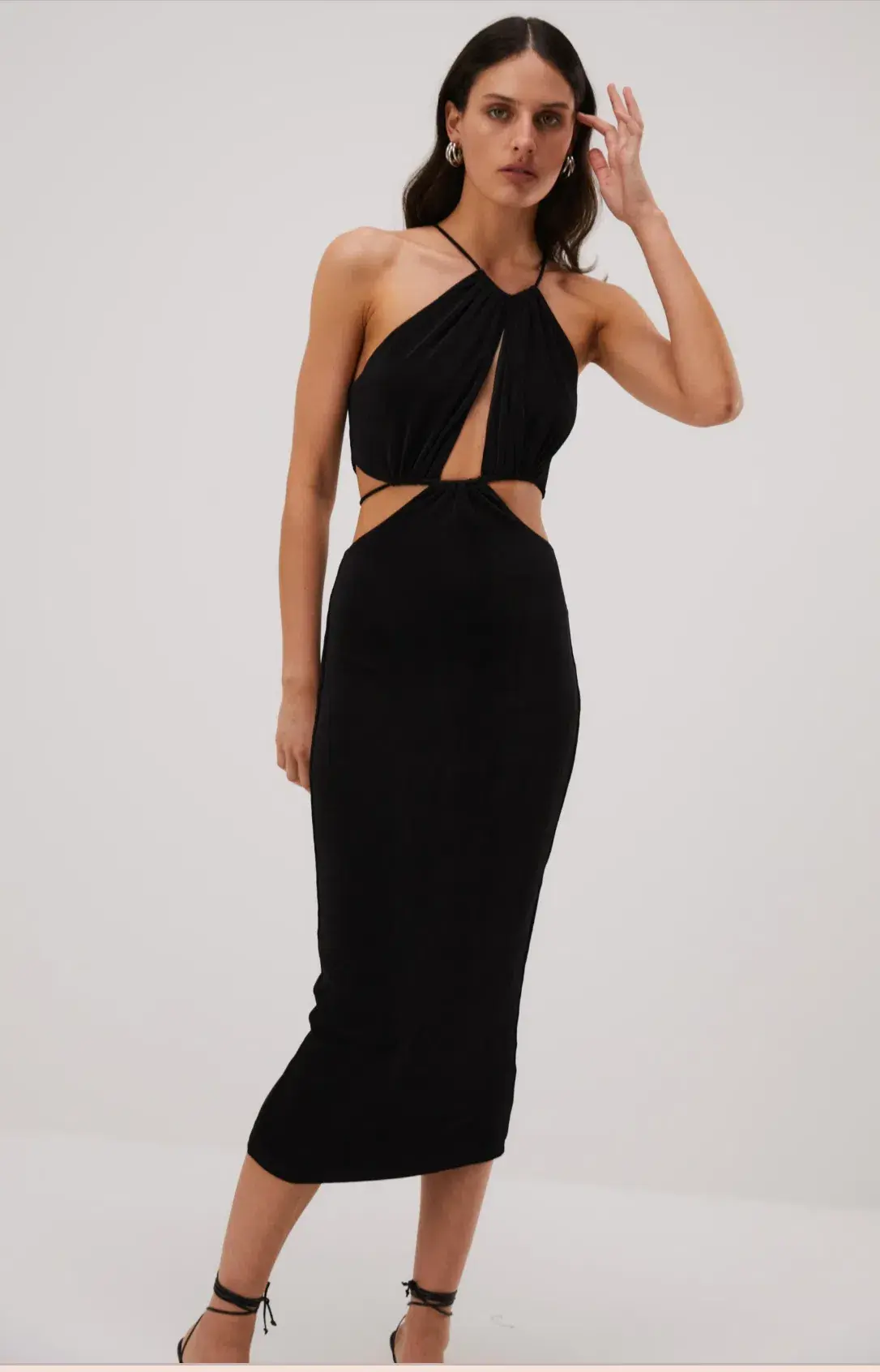 Misha Zeke Slinky Jersey Midi Dress Black Size 8 - Image 3