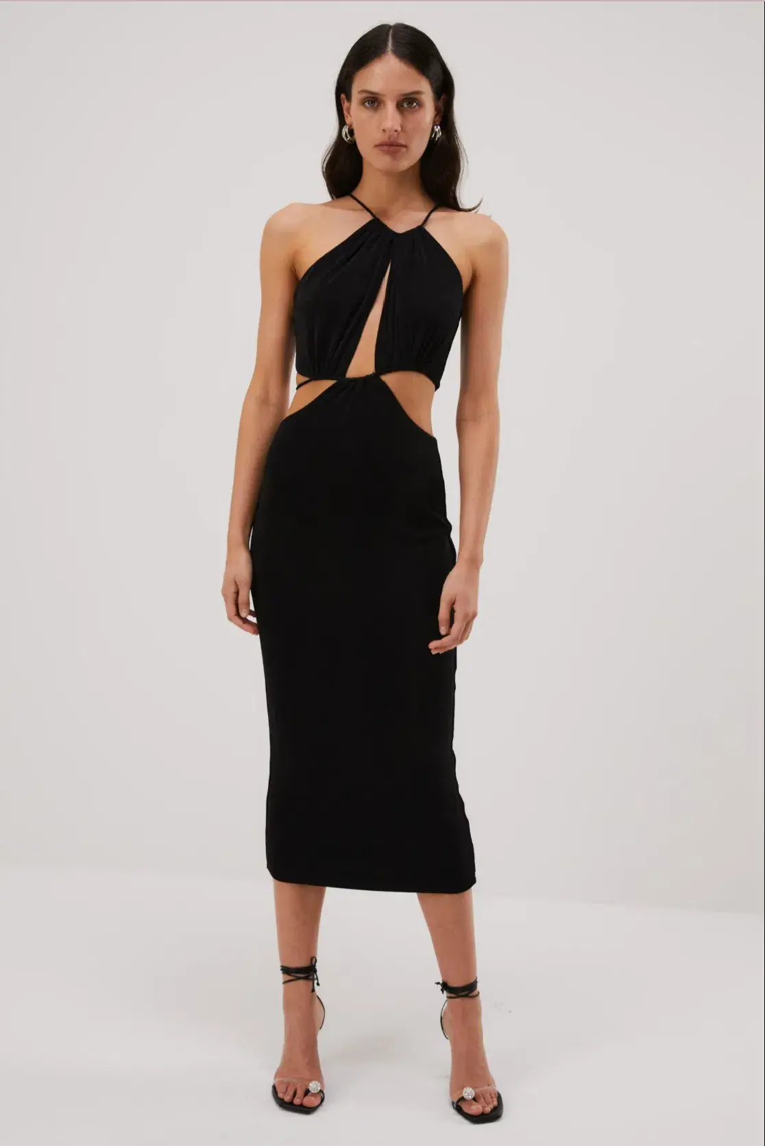Misha Zeke Slinky Jersey Midi Dress Black Size 8 - Image 1