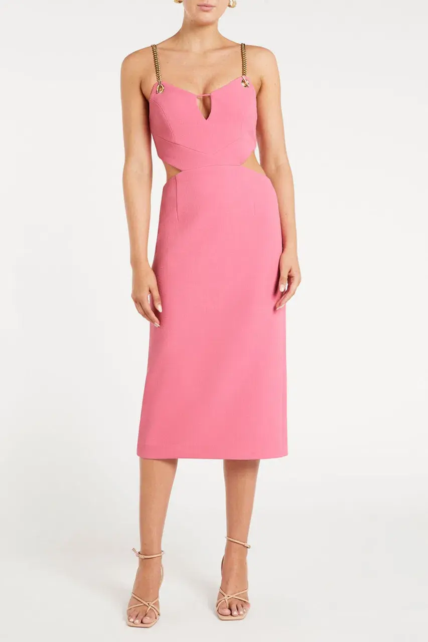 Rebecca Vallance Dulce Amore Midi Dress Pink Size 10 - Image 1