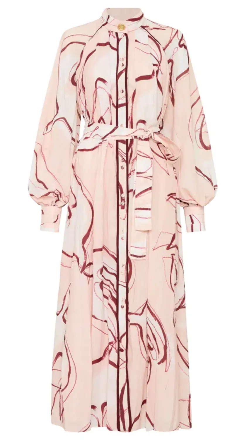 Aje Beatrice Pleated Midi Dress Print Size 16 - Image 4