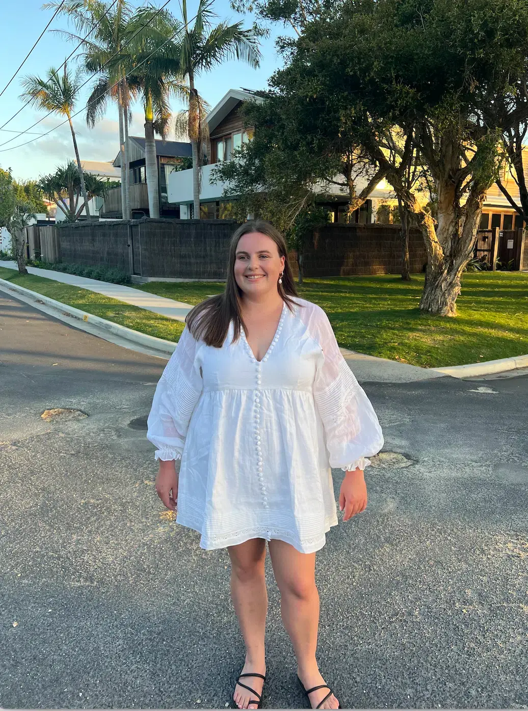 Joslin Lilian Linen Ramie Mini Smock Dress White Size 14 - Image 3
