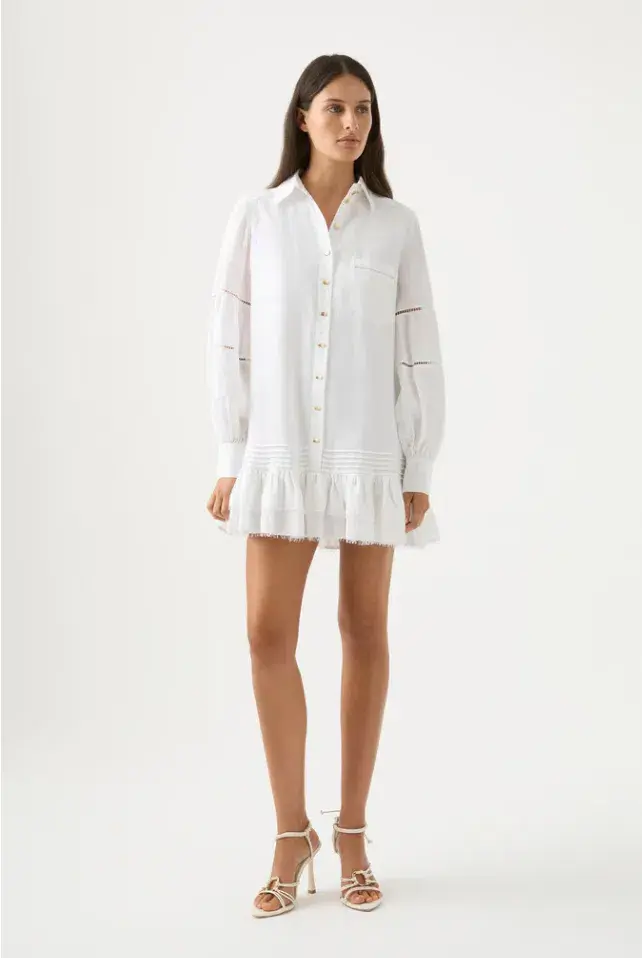 Aje Lotus Shirt Dress White Size 16 - Image 1