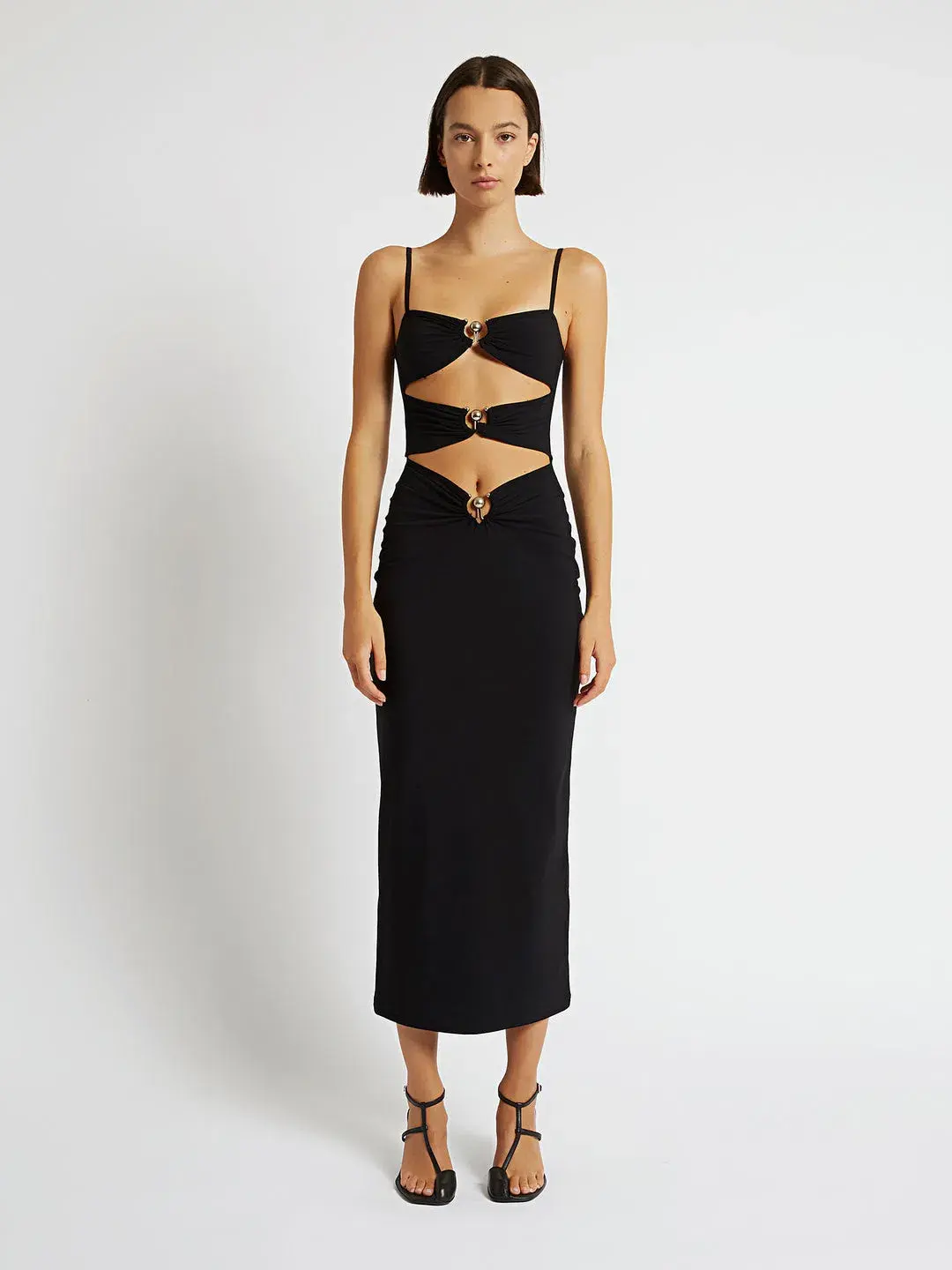 Christopher Esber Pierced Orbit Column Dress Black Size 10 - Image 1