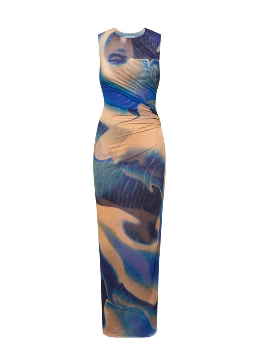 Scanlan Theodore Italian Watercolour Dress Blue Multi Size 10 - Image 3