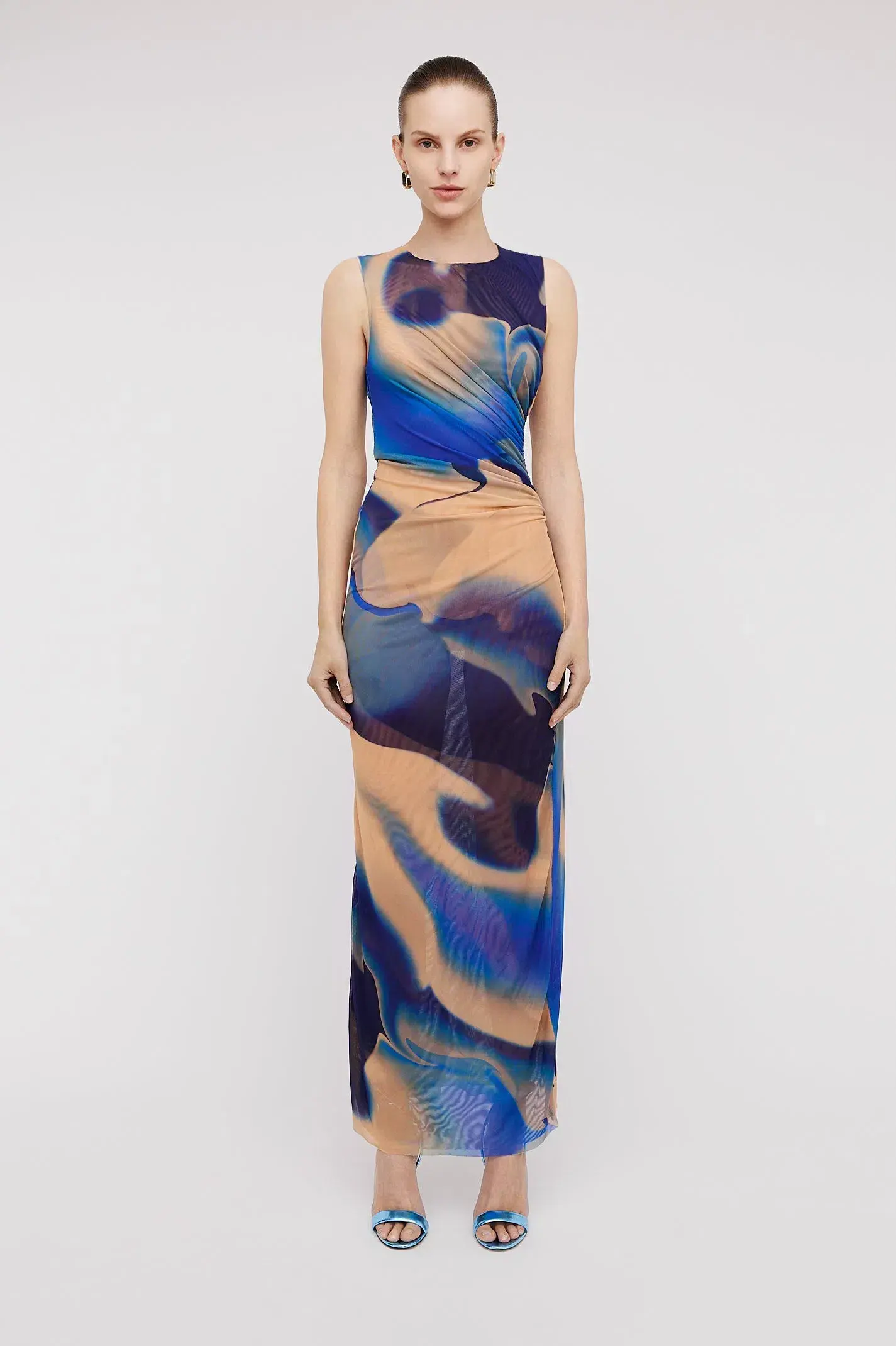 Scanlan Theodore Italian Watercolour Dress Blue Multi Size 10 - Image 1