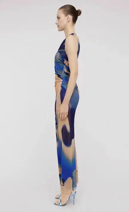Scanlan Theodore Italian Watercolour Dress Blue Multi Size 10 - Image 2