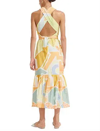 Steele Sia Midi Convertible Neckline Dress Multicolor Size AU 8  for rent on The Volte - main image