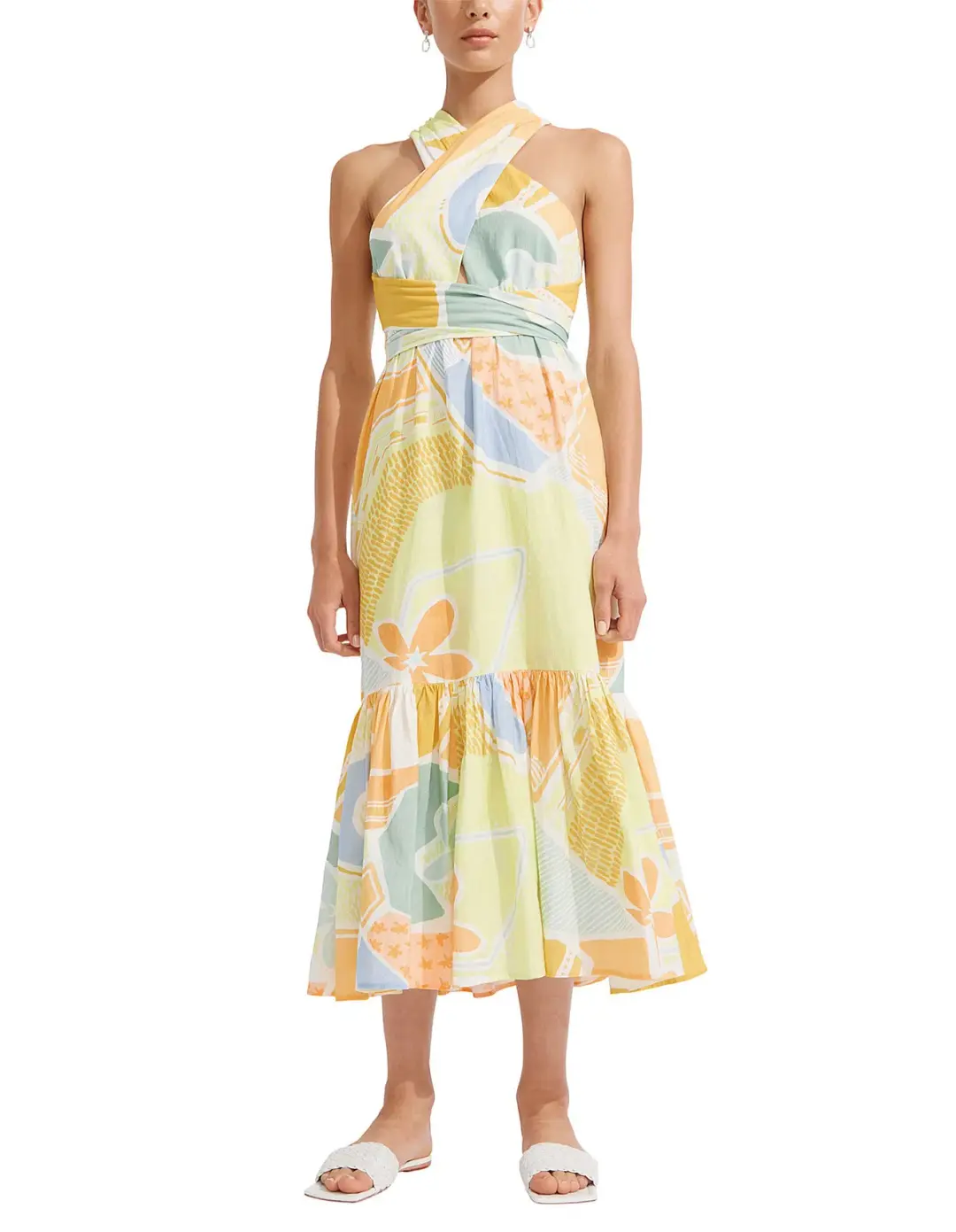 Steele Sia Midi Convertible Neckline Dress Multicolor Size AU 8  for rent on The Volte - main image