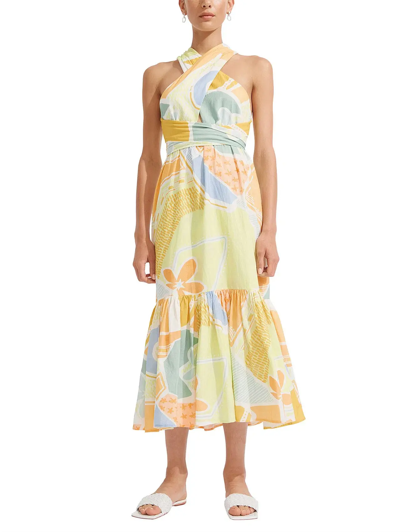 Steele Sia Midi Convertible Neckline Dress Multicolor Size AU 8  - Image 1