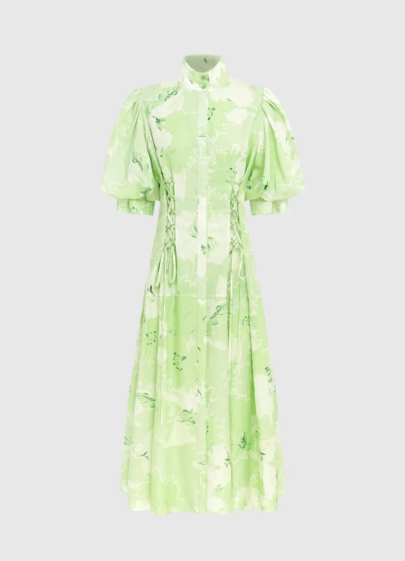 Leo Lin Anneke Drawstring Midi Dress Jasmine Print Sage Size AU 10 - Image 2