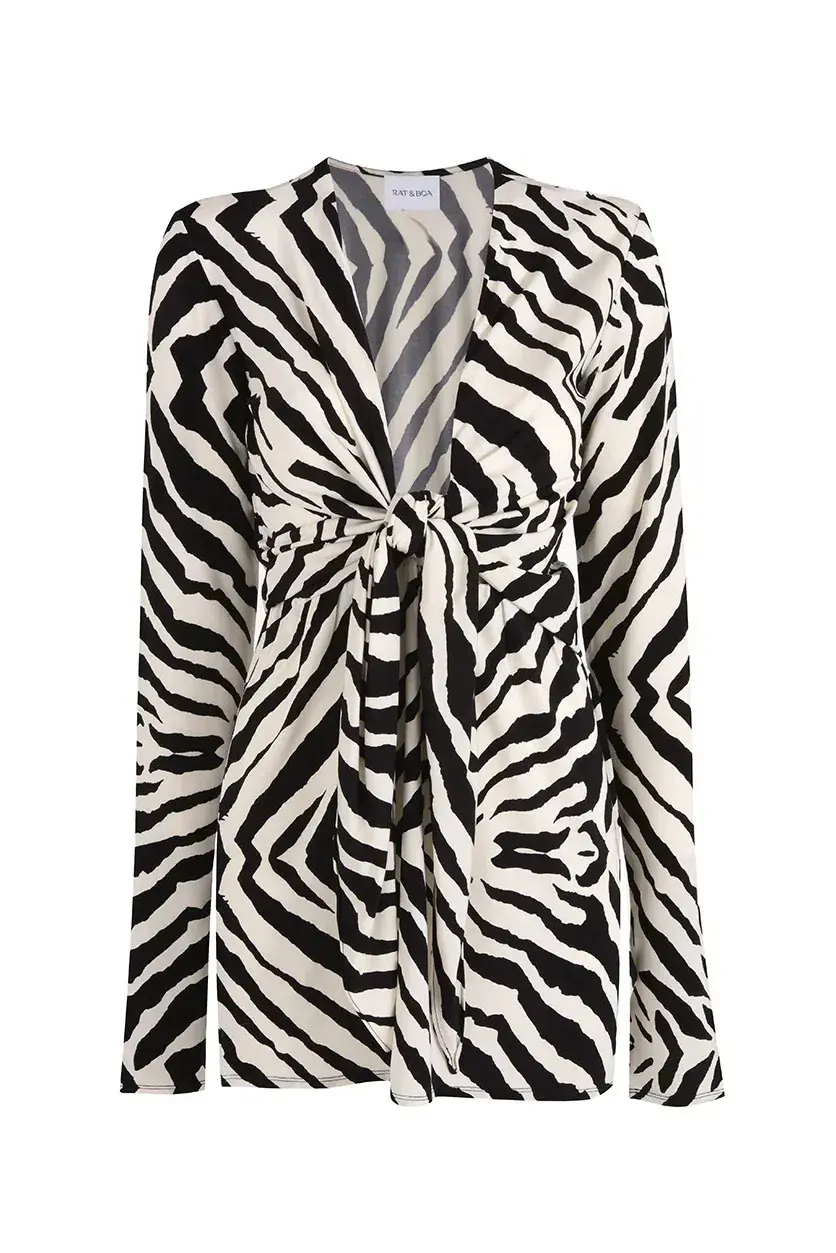Rat & Boa Zebra Allegra Dress Black/White Size AU 10 - Image 3