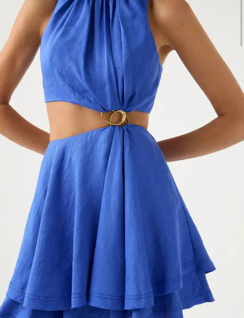 Aje Holt Cut Out Ring Mini Dress Blue Size 10 / M - Image 8