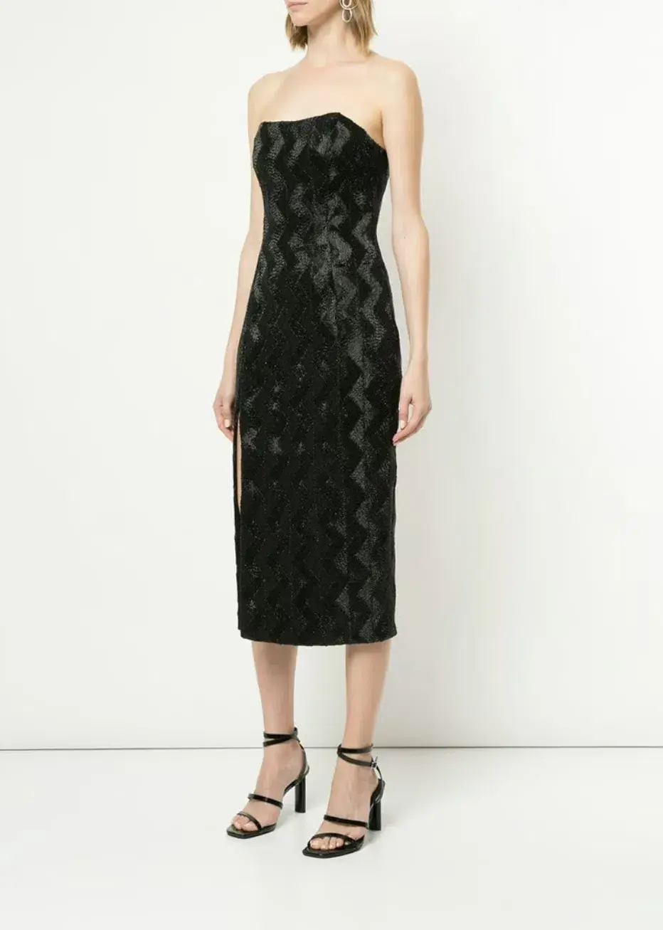 Manning Cartell No Filter Strapless Midi Dress Black Size 12 - Image 4