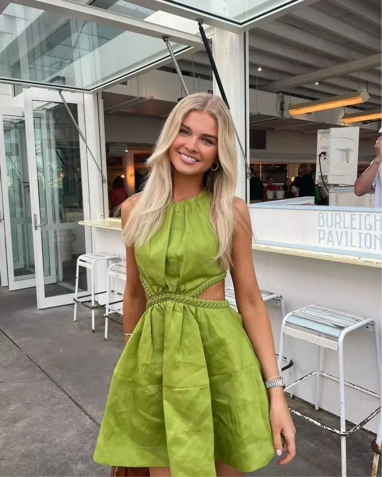 Aje Voyage Braided Cut Out Mini Dress Green Size 6 / XS - Image 1