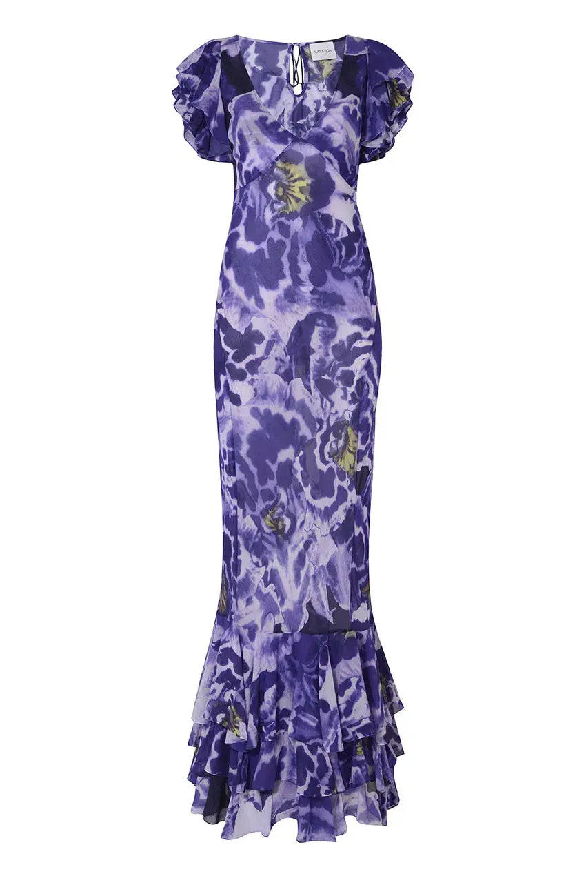 Rat & Boa Lucille Maxi Dress Purple Floral Size XS / Au 6 for rent on The Volte - main image