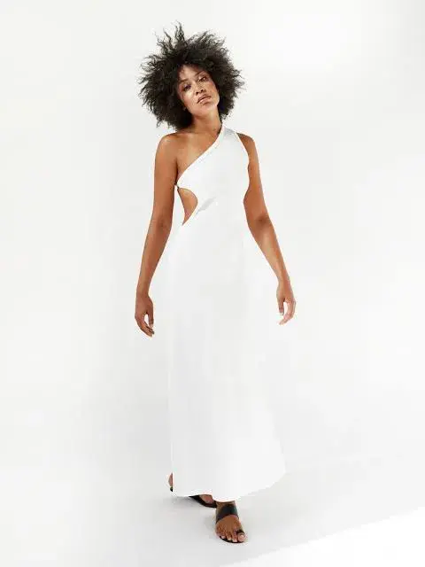 Christopher Esber Ribbed One Shoulder Dress White Size 6 - Image 2