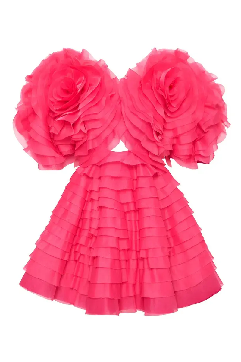 Aje Amour Ruffle Mini Dress Pink Size 8 / S for rent on The Volte - main image