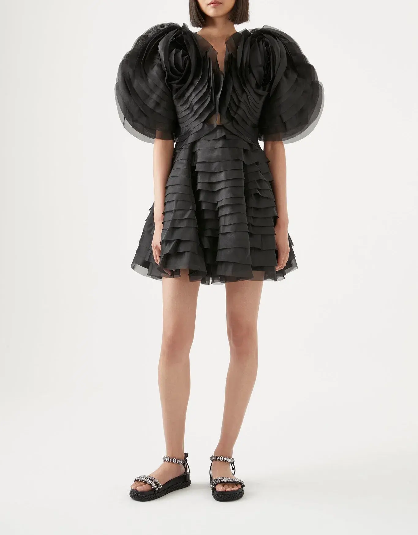 Aje Amour Ruffle Mini Dress Black Size 12 / L - Image 1