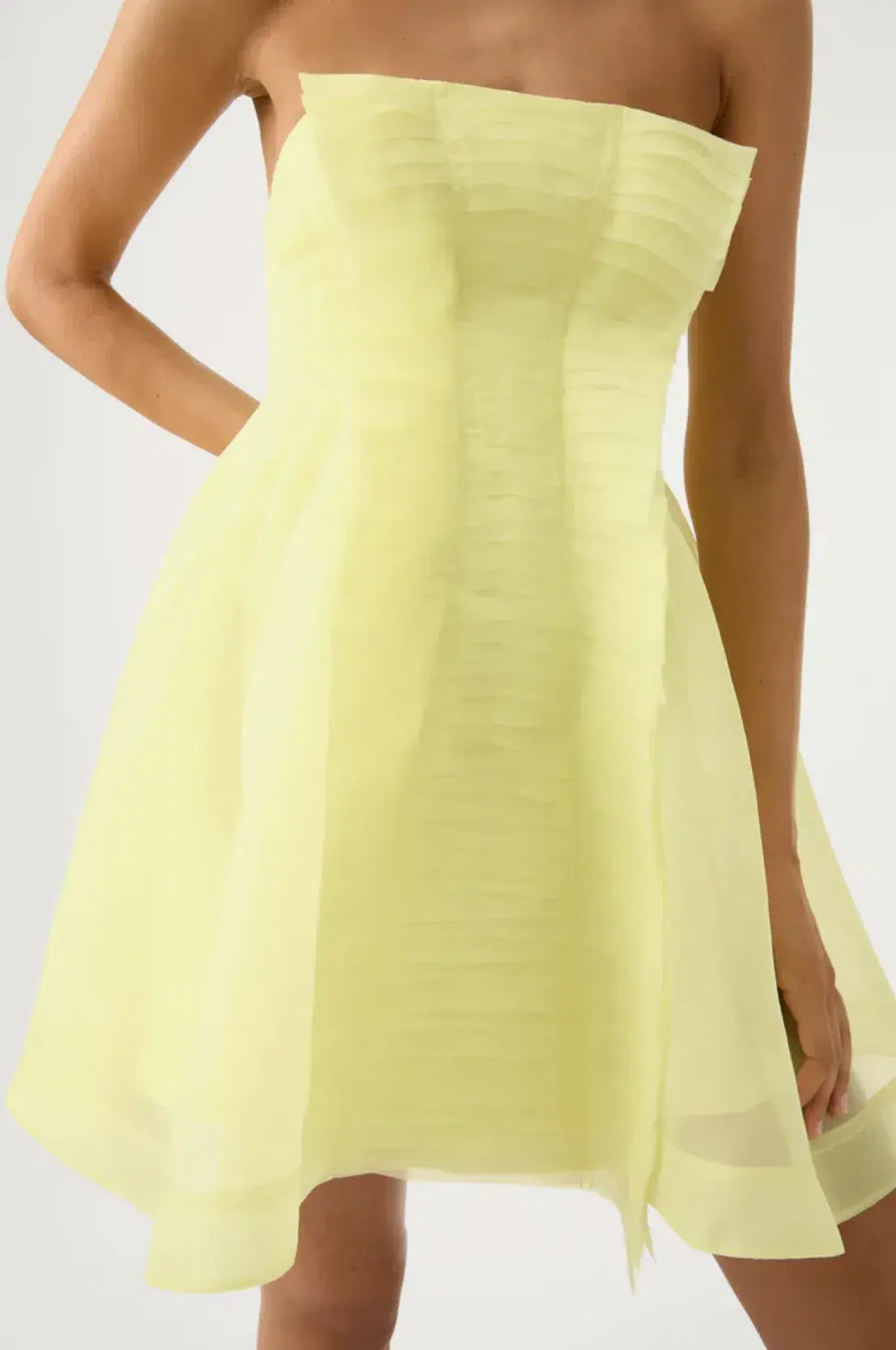 Aje Astrid Strapless Mini Dress Yellow Size 8 / S - Image 3