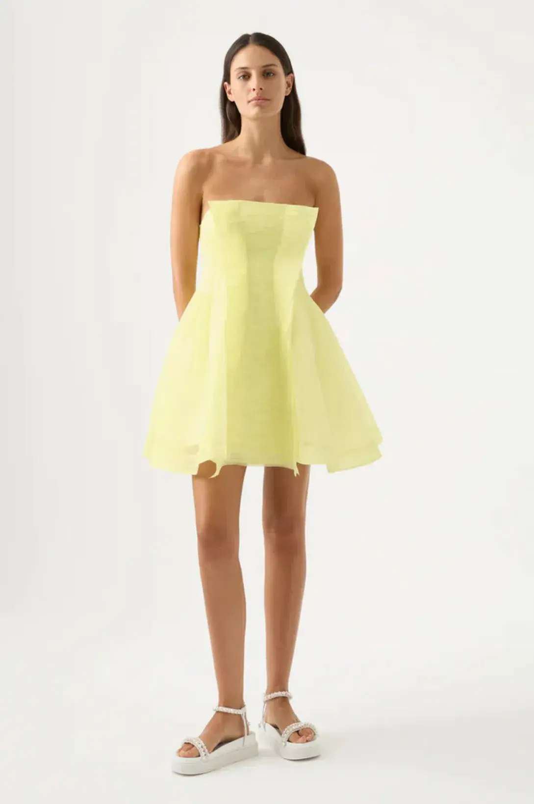 Aje Astrid Strapless Mini Dress Yellow Size 8 / S - Image 1