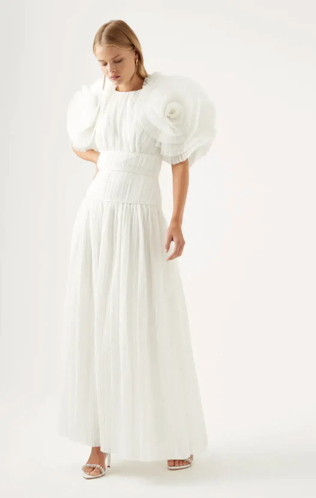 Aje Expressive Pleated Maxi Dress Ivory Size 8 / S - Image 1