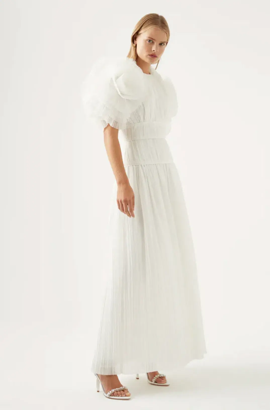 Aje Expressive Pleated Maxi Dress Ivory Size 8 / S - Image 2