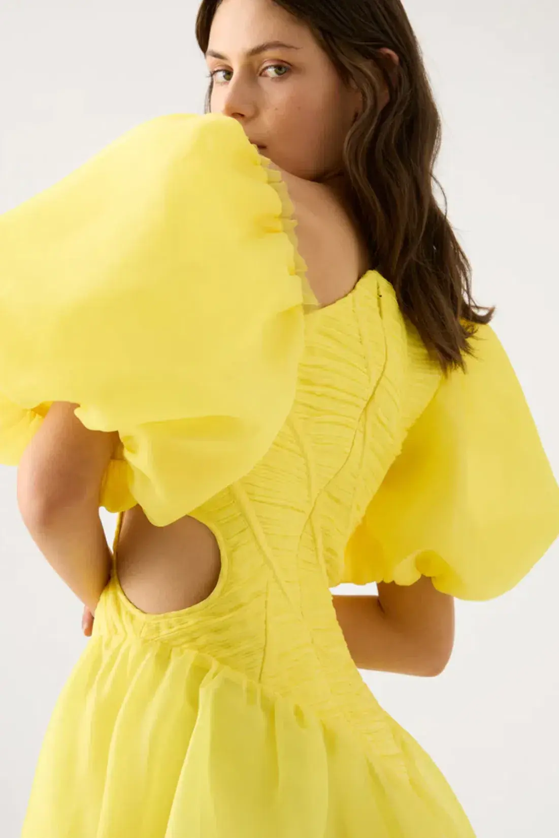 Aje Dawn Ruched Mini Dress Yellow Size 6 / XS - Image 2