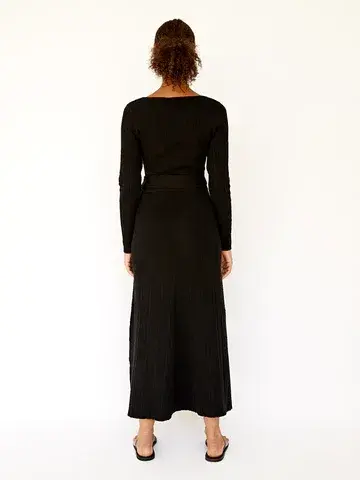 Anna Quan Jacquelin Ribbed Long Sleeve Midi Dress in Black / Raven Size 6 - Image 2