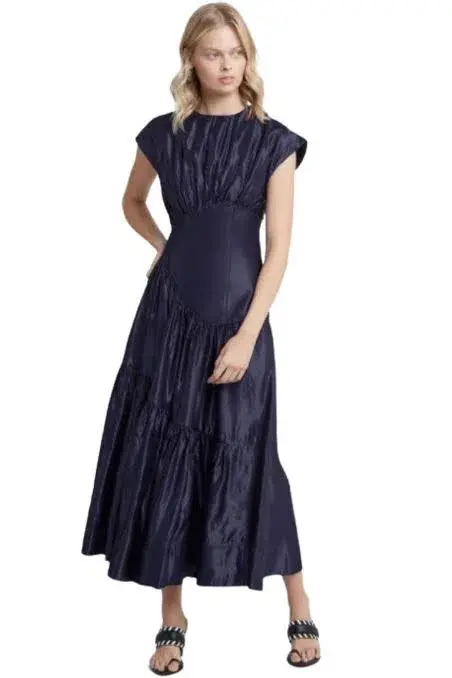 Aje Serendipity Reflection Midi Dress Washed Indigo Size 12 - Image 4