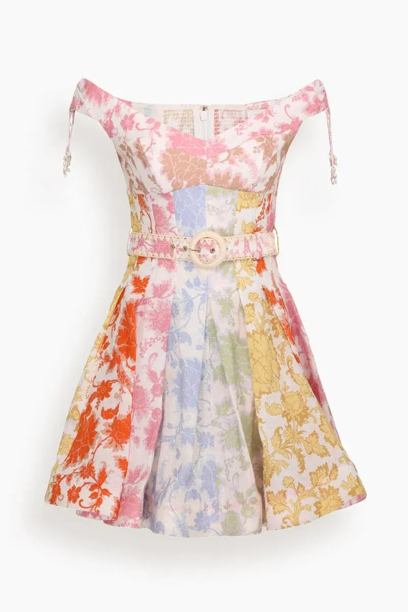 Zimmermann Postcard Spliced Mini Dress in Spliced Tonal Floral Size 3/Au14 - Image 3