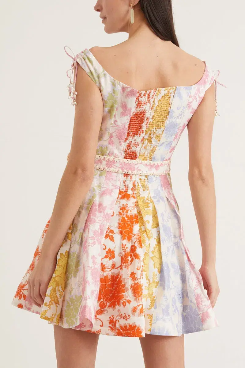 Zimmermann Postcard Spliced Mini Dress in Spliced Tonal Floral Size 3/Au14 - Image 2