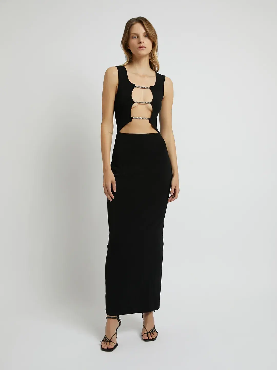 Christopher Esber Crystal Lattice Column Dress Black Size 8 - Image 1