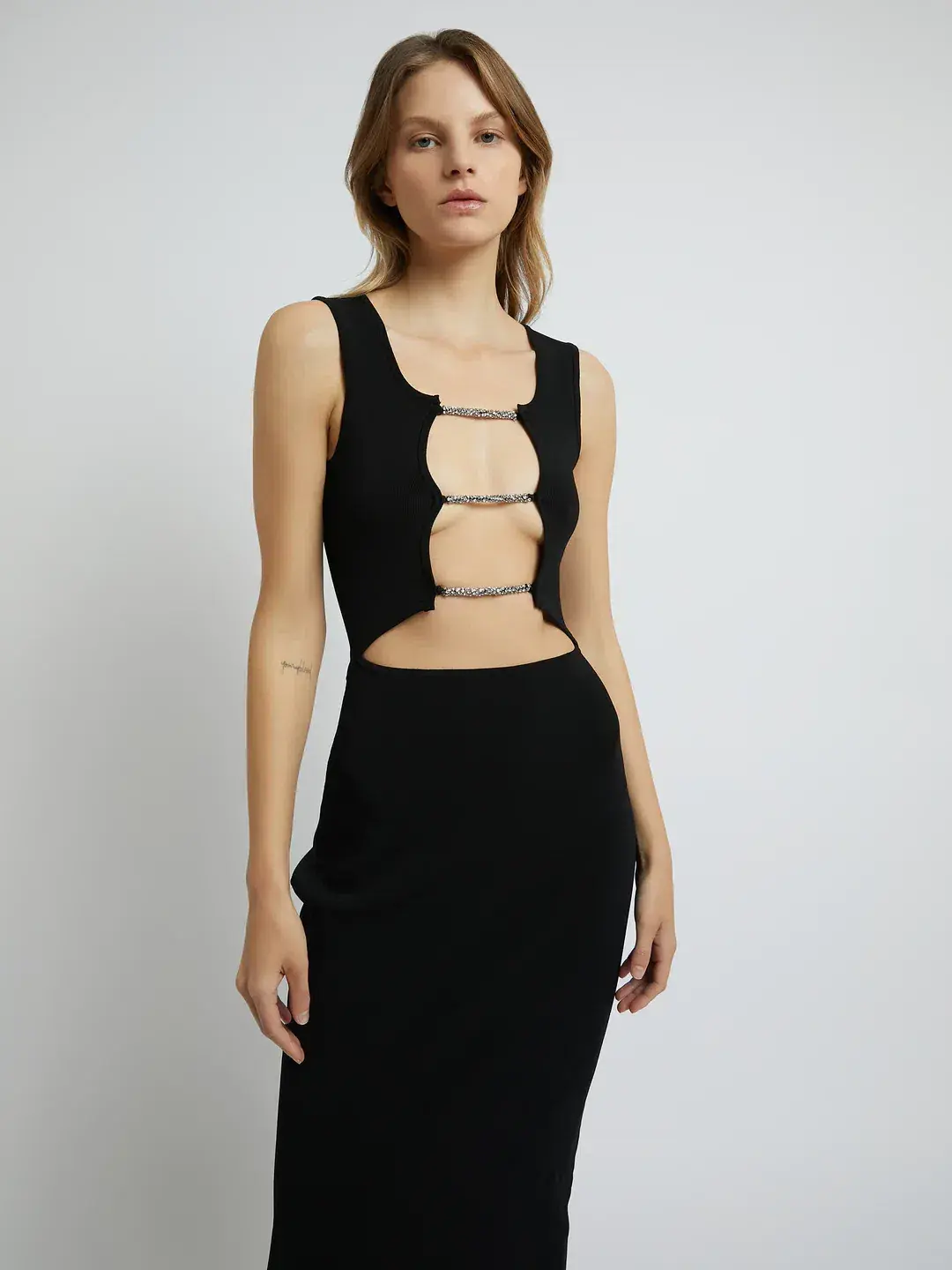 Christopher Esber Crystal Lattice Column Dress Black Size 8 - Image 2