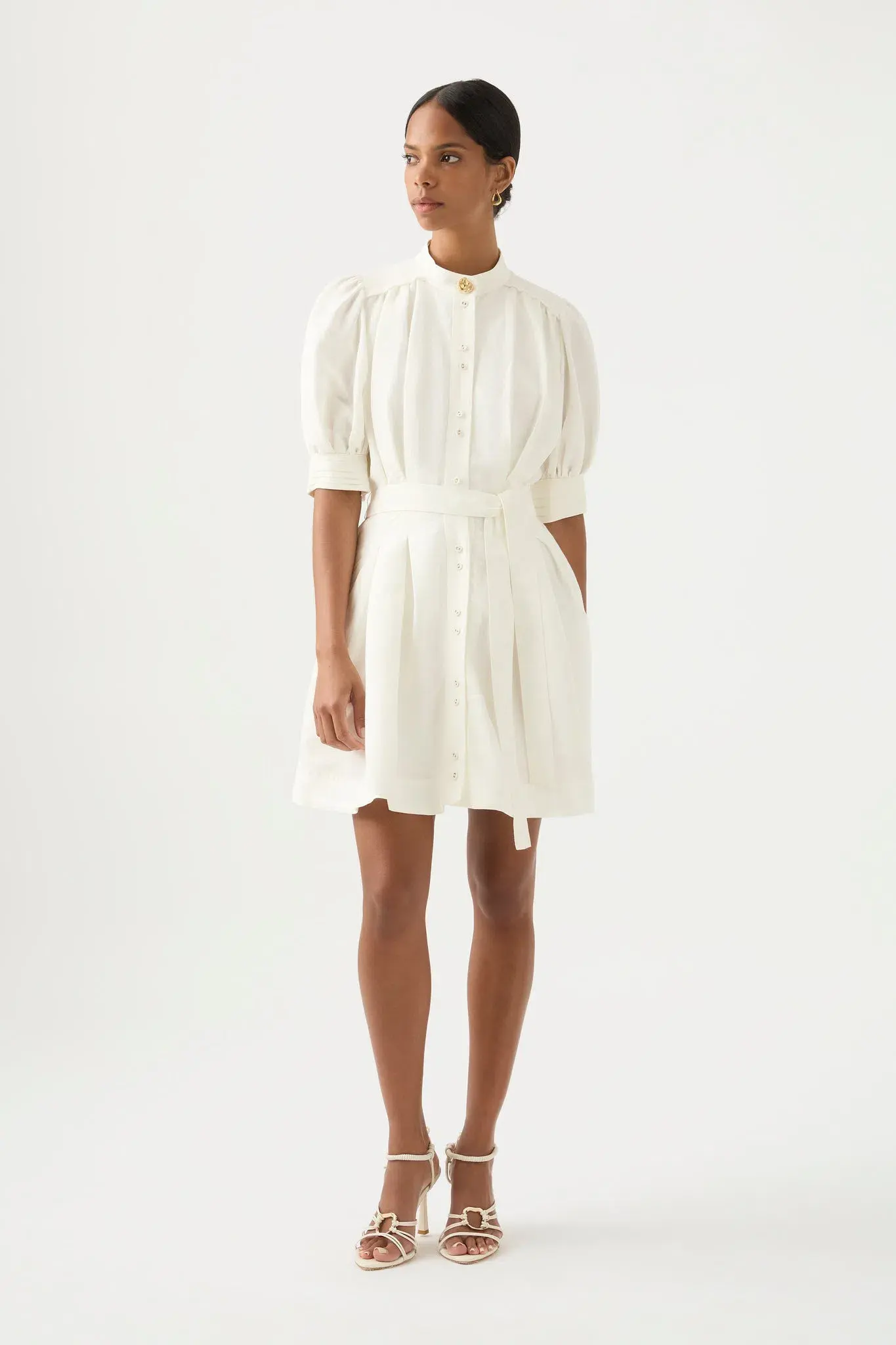 Aje Eden Box Pleat Mini Dress White Size AU 10  - Image 1