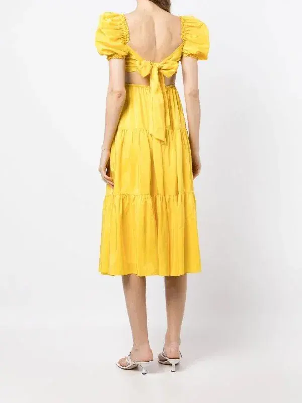 Rebecca Vallance Izzy Midi Dress Yellow Size AU 10 - Image 4