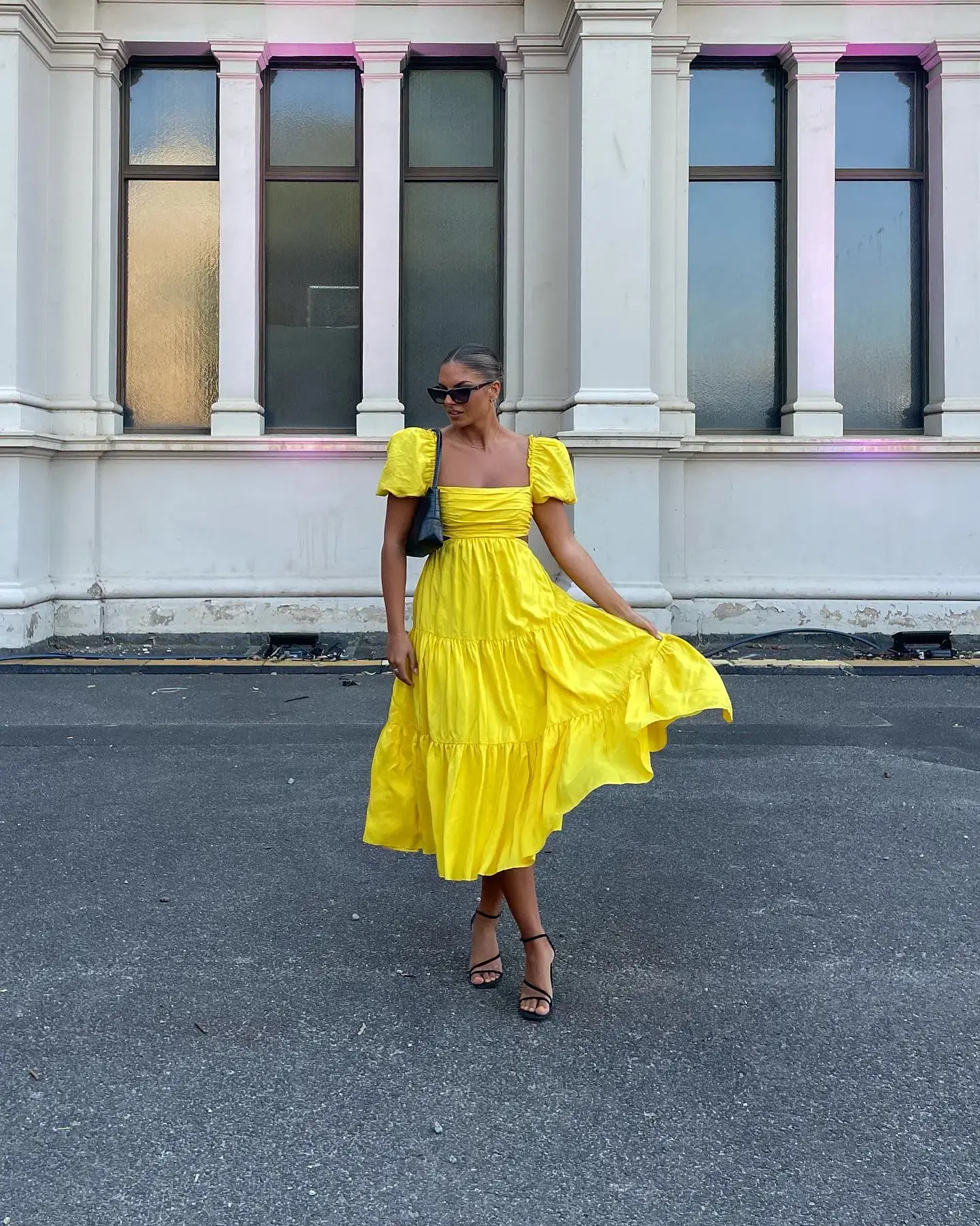 Rebecca Vallance Izzy Midi Dress Yellow Size AU 10 - Image 1