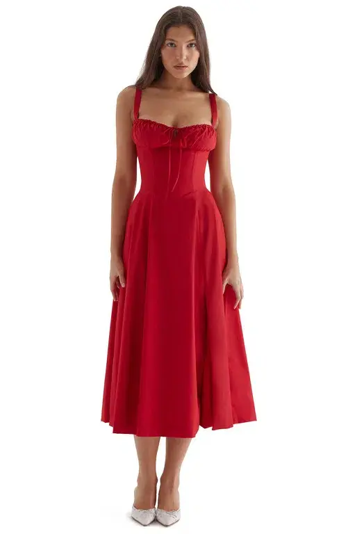 House of CB "Carmen" Bustier Sundress Red Rose Size AU 10 - Image 1