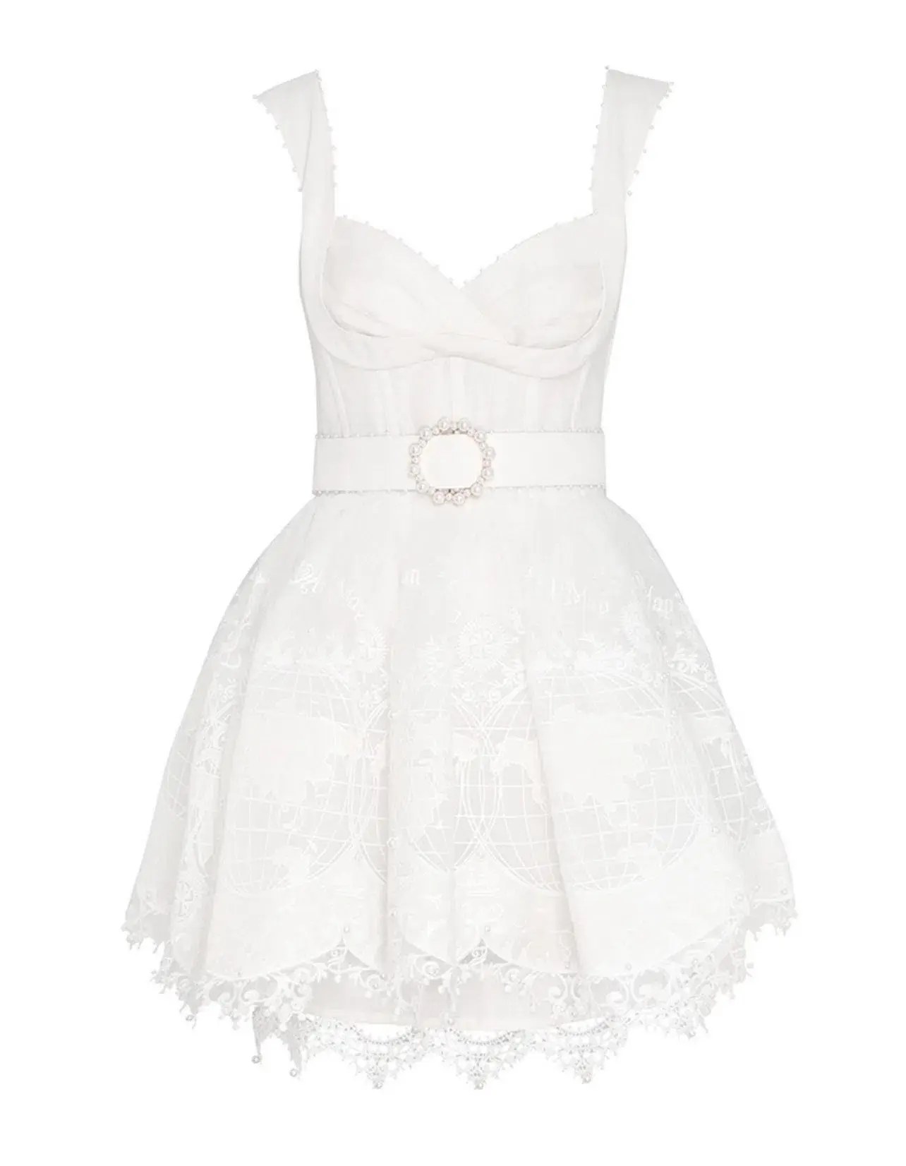 Zimmermann High Tide Embroidered Mesh Mini Dress Ivory Size 1 / Au 10 - Image 4