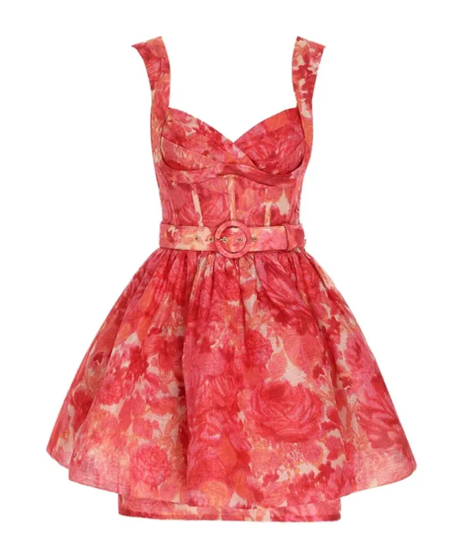 Zimmermann High Tide Mini Dress Pink Ikat Floral Size 0 / AU 6 to 8 - Image 3