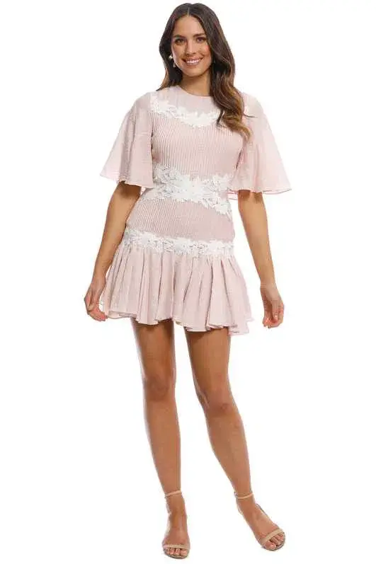 Keepsake The Label All Mine  Mini Dress Pink Applique Size 6  - Image 1