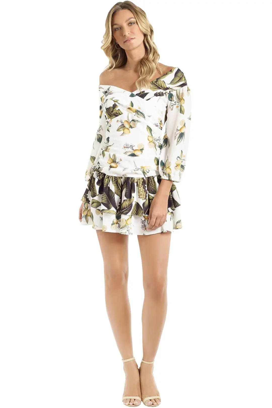 Pasduchas Spritzer Splice Off Shoulder Mini Dress Print Size 8  - Image 1
