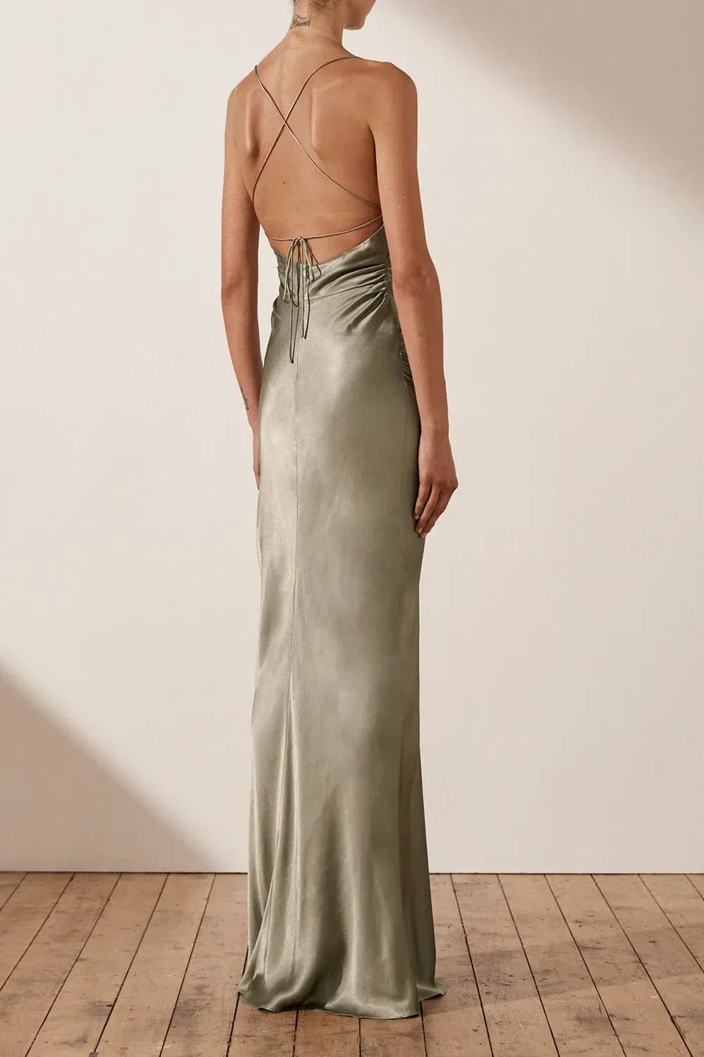 Shona Joy La Lune Lace Back Maxi Dress Sage Size 6  - Image 2