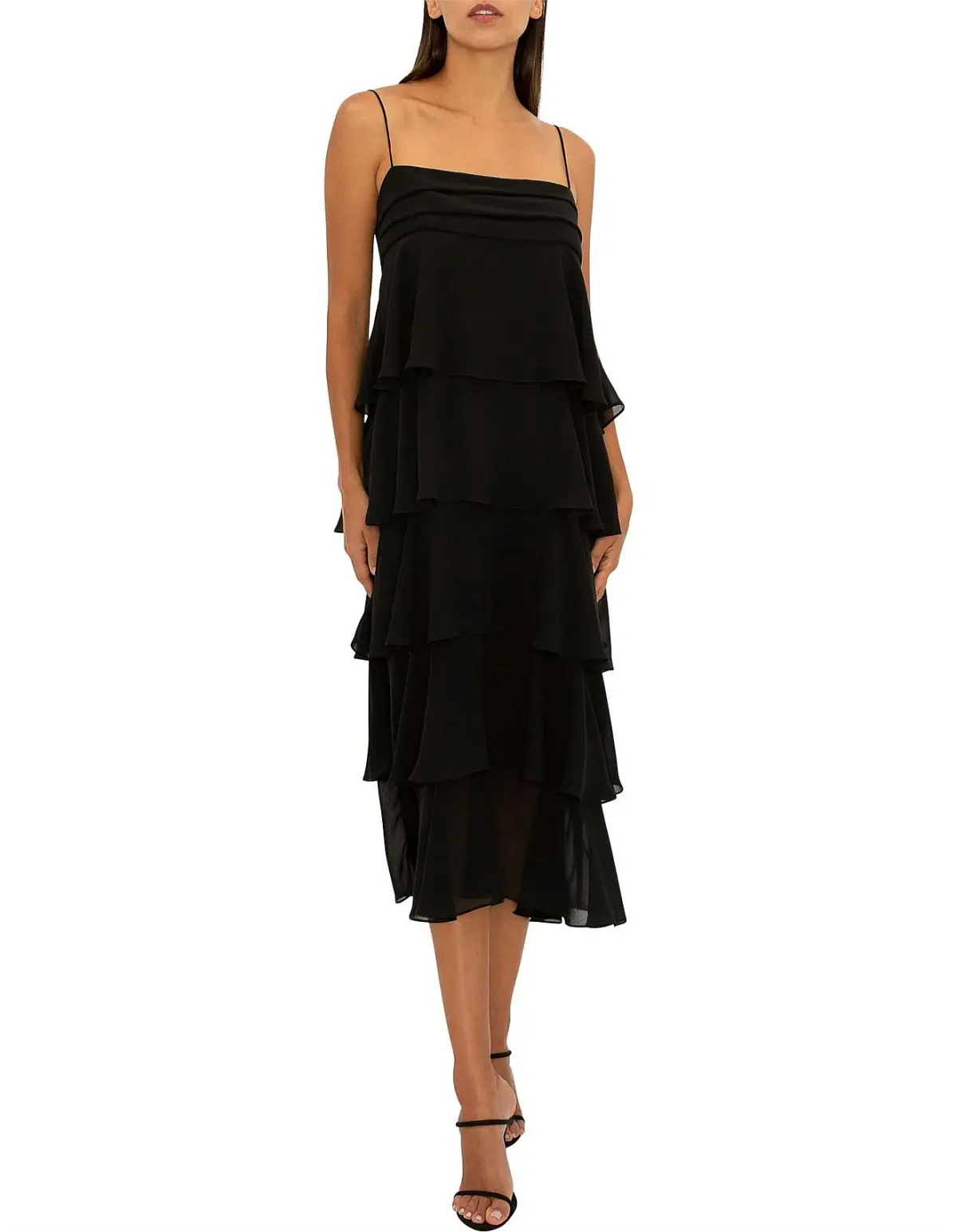 Carla Zampatti Black Tiered Maxi Dress Size 8 - Image 1