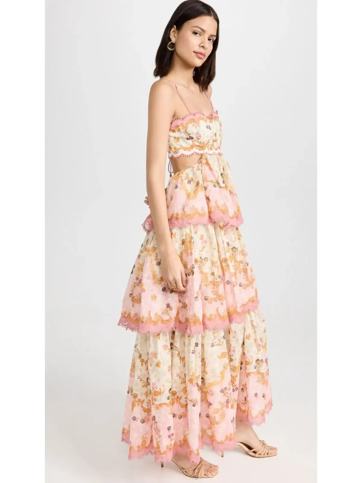 Zimmermann Laurel Frill Midi Dress Pink Green Floral Size 0 / AU 6 - Image 2