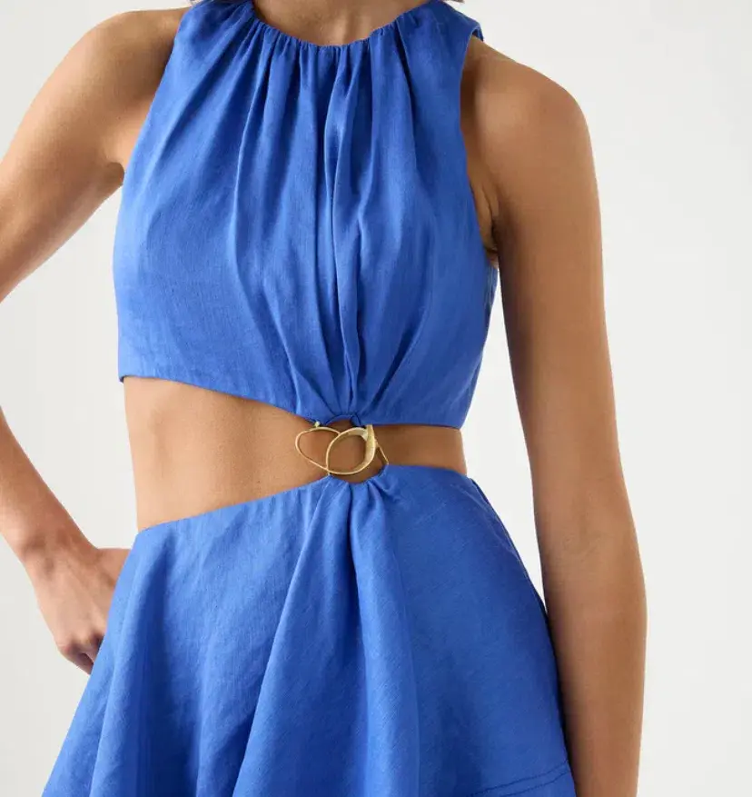 Aje Wave Cut Out Ring Midi Dress Marine Blue Size 12 / L - Image 2