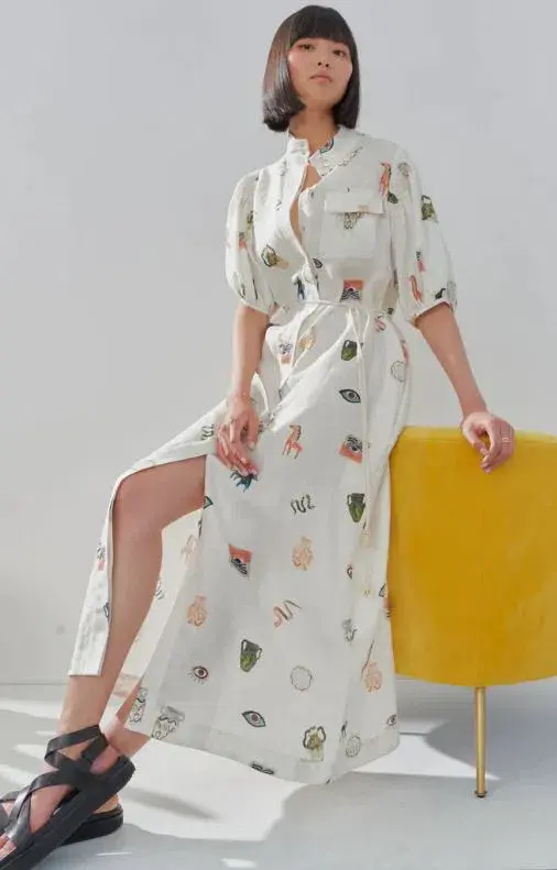 Alemais Hera Midi Dress in Ivory Size 12 for rent on The Volte - main image