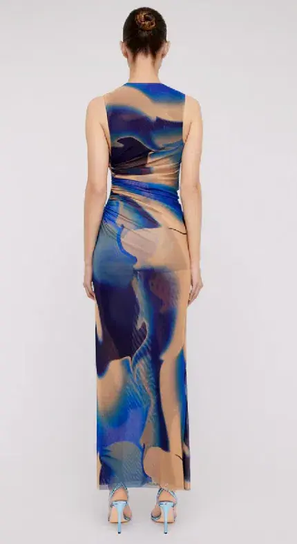 Scanlan Theodore Italian Watercolour Dress Blue Print Size 6 / XS - Image 3